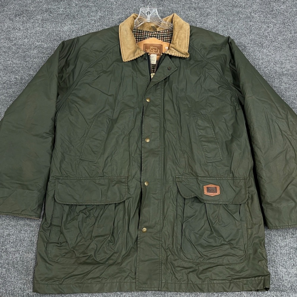 Vintage Woolrich‎ Jacket Men XL Green Barn Chore Coat Wool Lined Nylon Blend